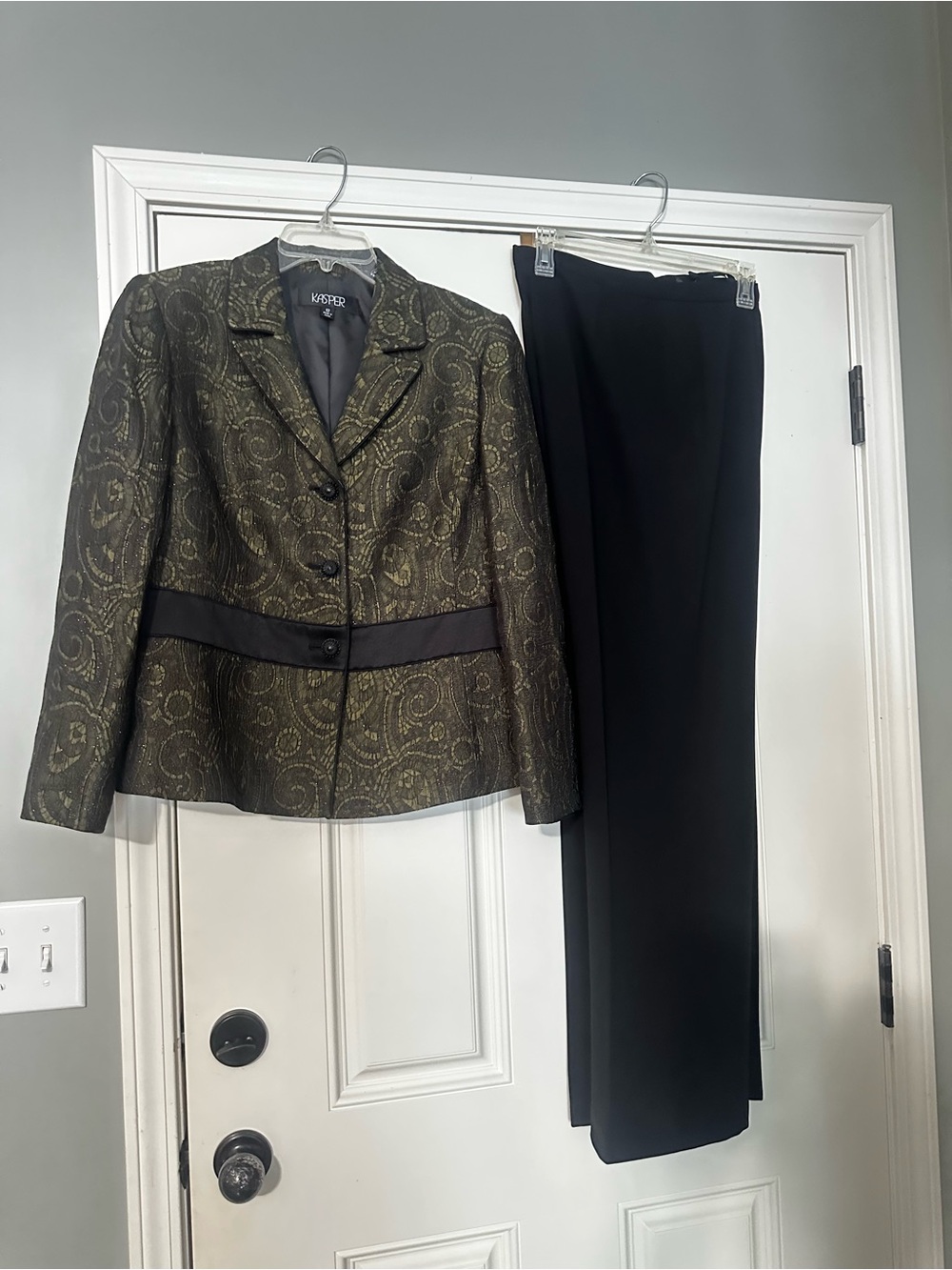 Vintage Olive Green & Black Two-Piece Suit